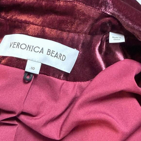 VERONICA BEARD ELETTE VELVET BLAZER LUXURY DOUBLE BREASTED BURGUNDY WINE SIZE 10 - Picture 5 of 8